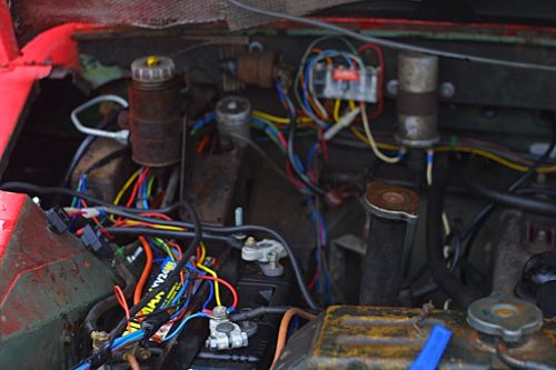 Land Rover engine bay rewired